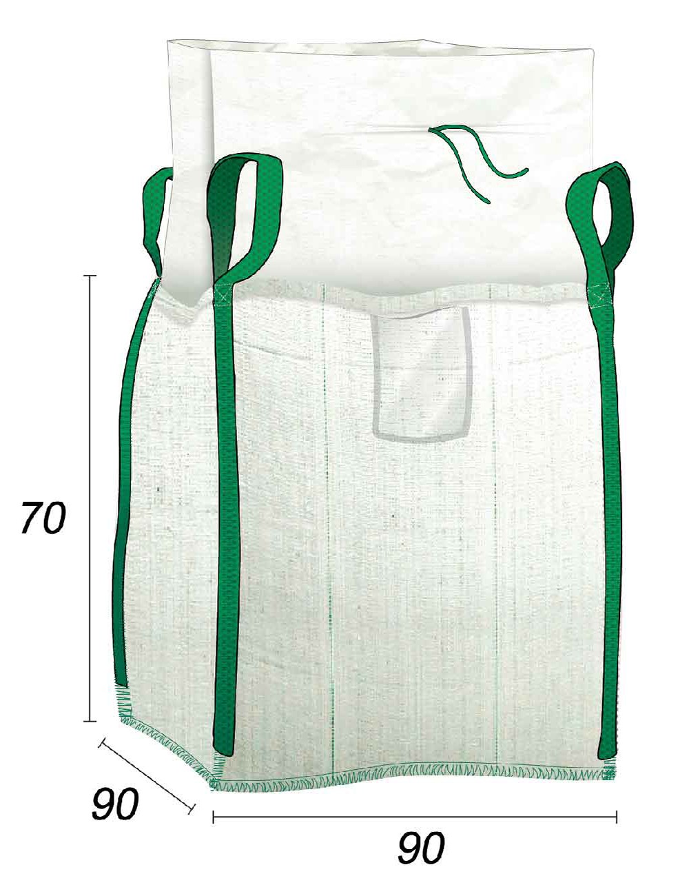 Big Bag 1/2 m³ med lukningsskørt - 90 x 90 x 70 cm