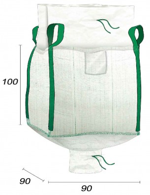 Big Bag 1000 kg, tom, med tømningsmundstykke – 90 x 90 x 100 cm