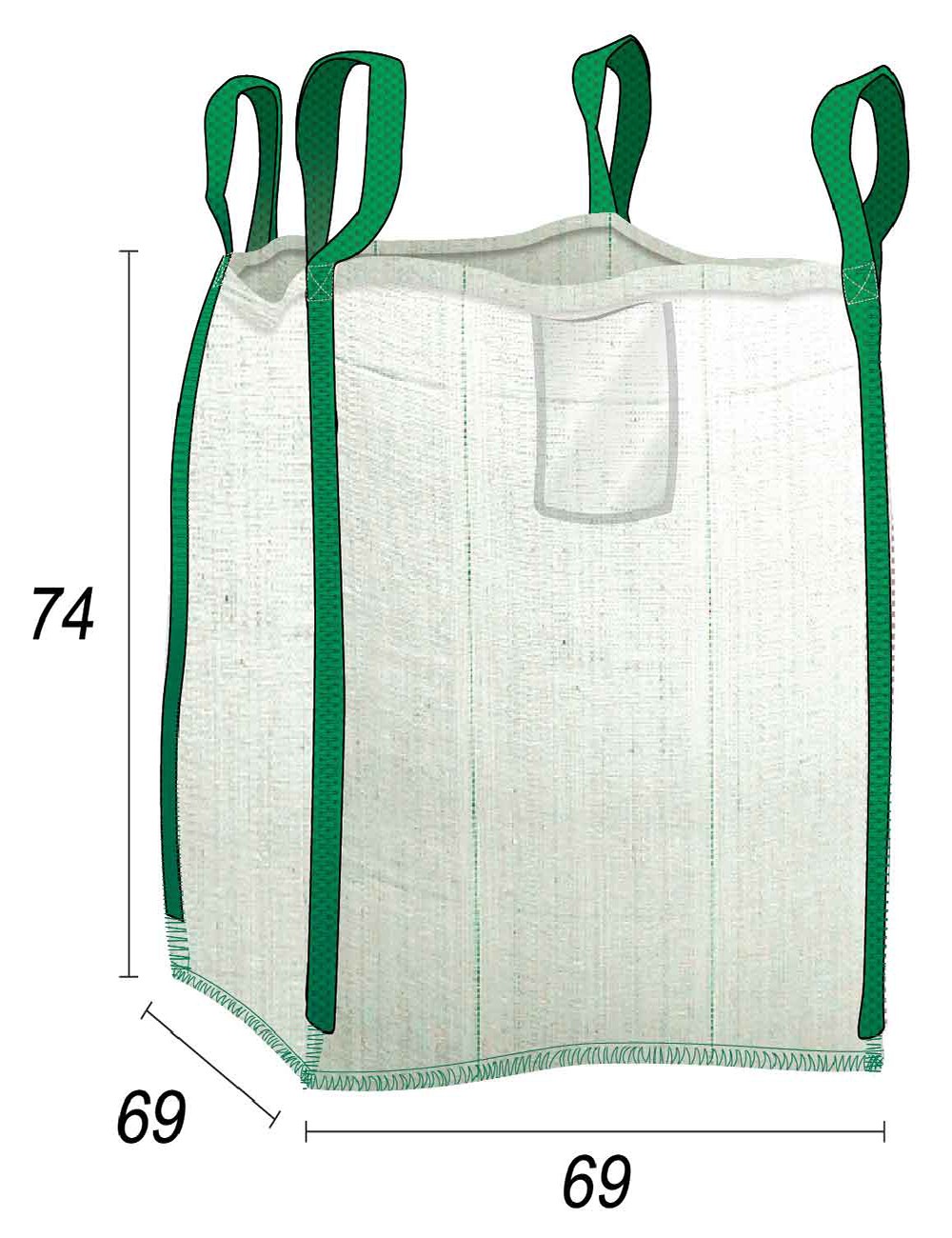 Byggepladssæk 0,5 ton - 300 liter - 65 x 65 x 70 cm