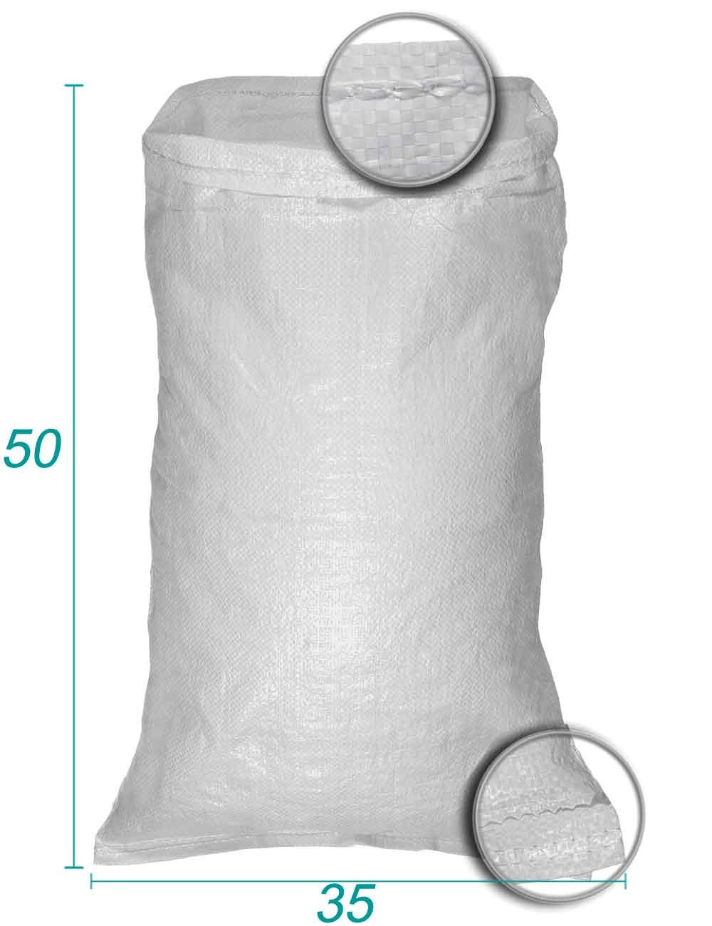 Genanvendelig polypropylenpose, plast, hvid, mål 35 x 50