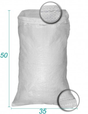 Genanvendelig polypropylenpose, plast, hvid, mål 35 x 50