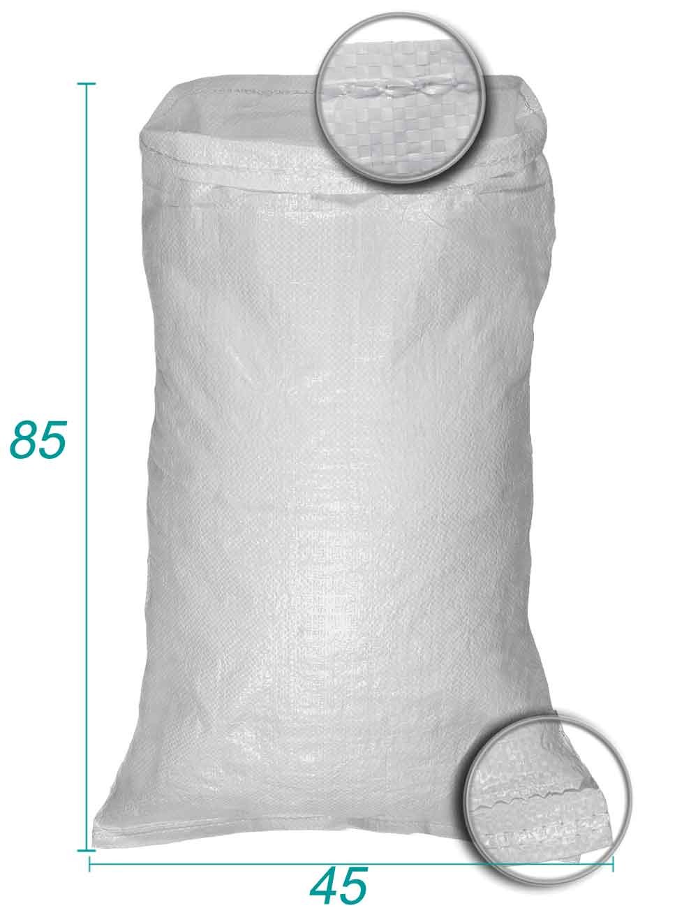 Sæk til løse materialer i hvid polypropylen 45 x 85 cm