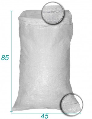 Sæk til løse materialer i hvid polypropylen 45 x 85 cm