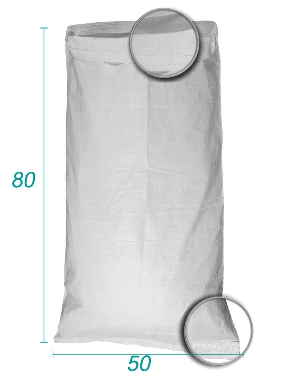 Sæk til løsgods i hvid polypropylen 50 x 80 cm