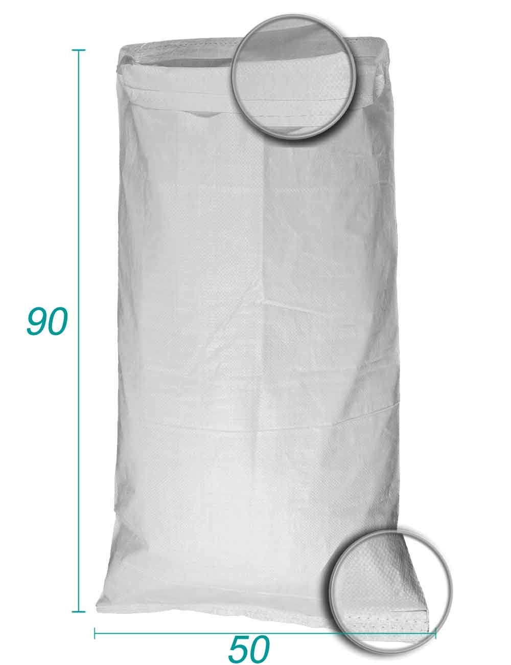 Bulkpose i hvid polypropylen 50 x 90