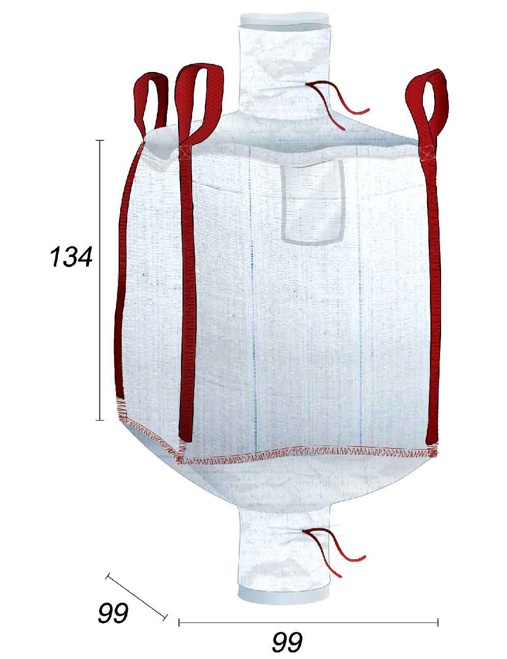 Big bag foret indvendigt med en indersæk på 70 µm.